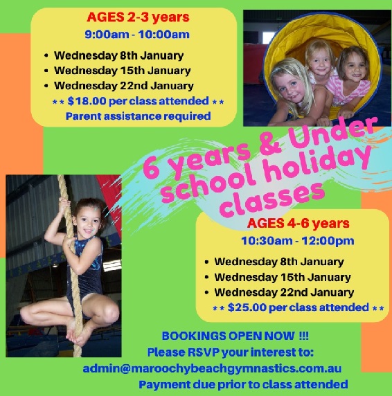 2020 UNDER 6 January Holiday Programs